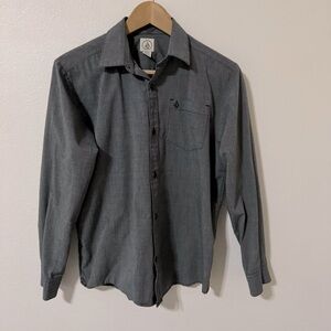 Volcom Weirdoh Long Sleeve Shirt Gray Button Up Business Casual X-Large